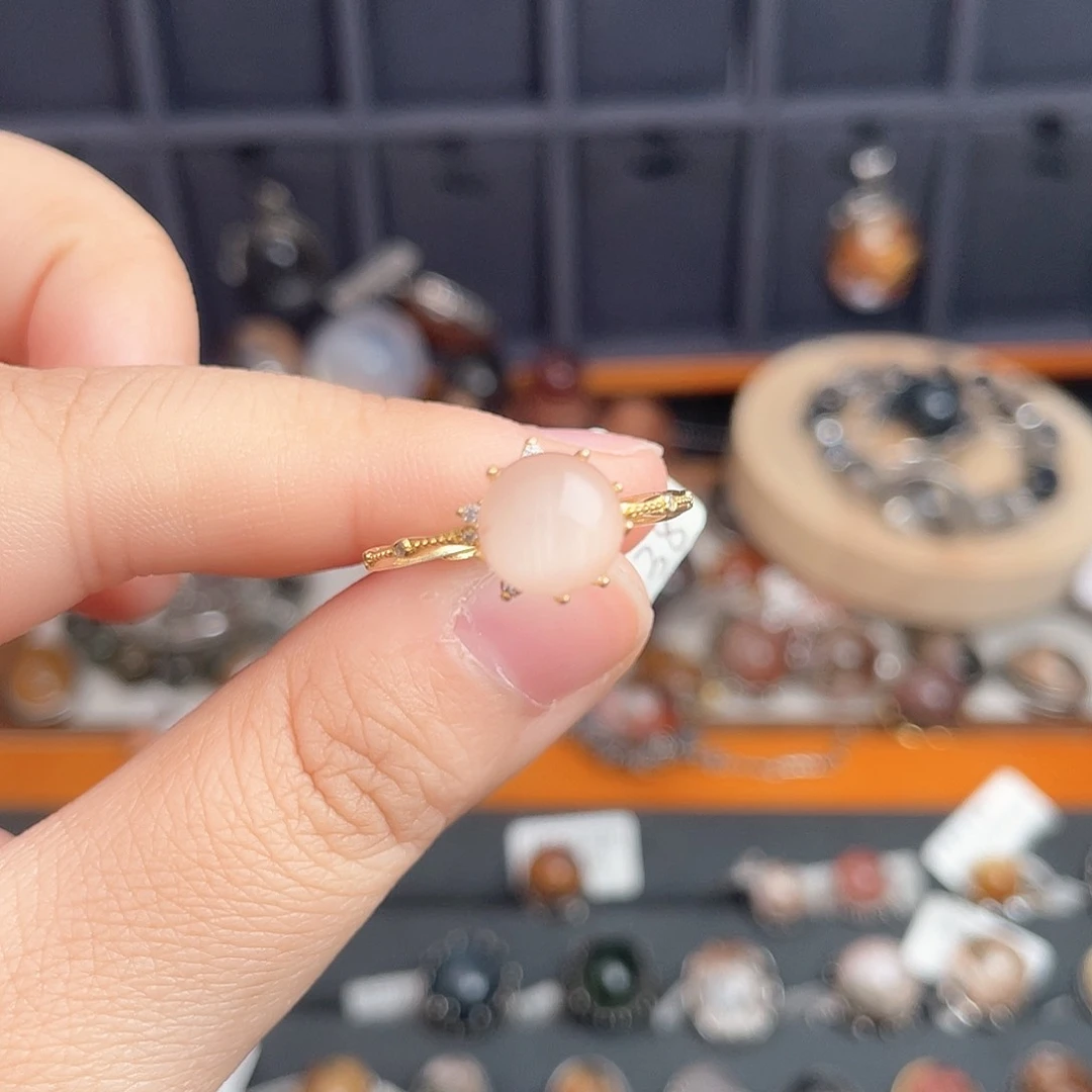 水晶戒指银S925镶嵌寂**喜