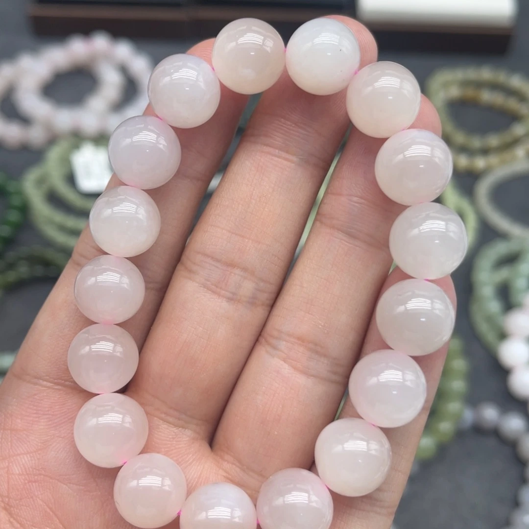 和田玉未镶嵌手串卡12藕粉