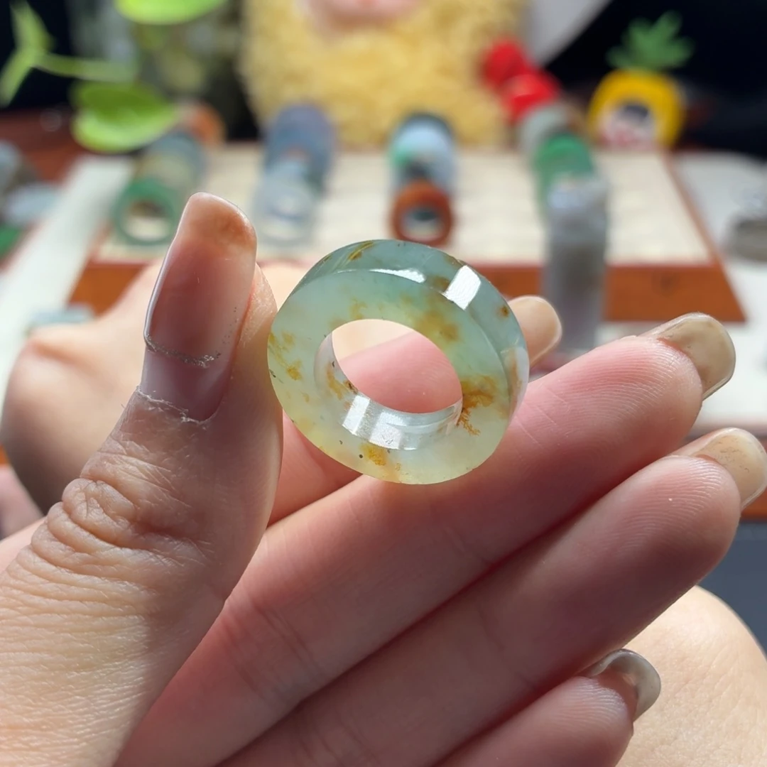 未镶嵌定制翡翠冰绿地洒金5.5-11#