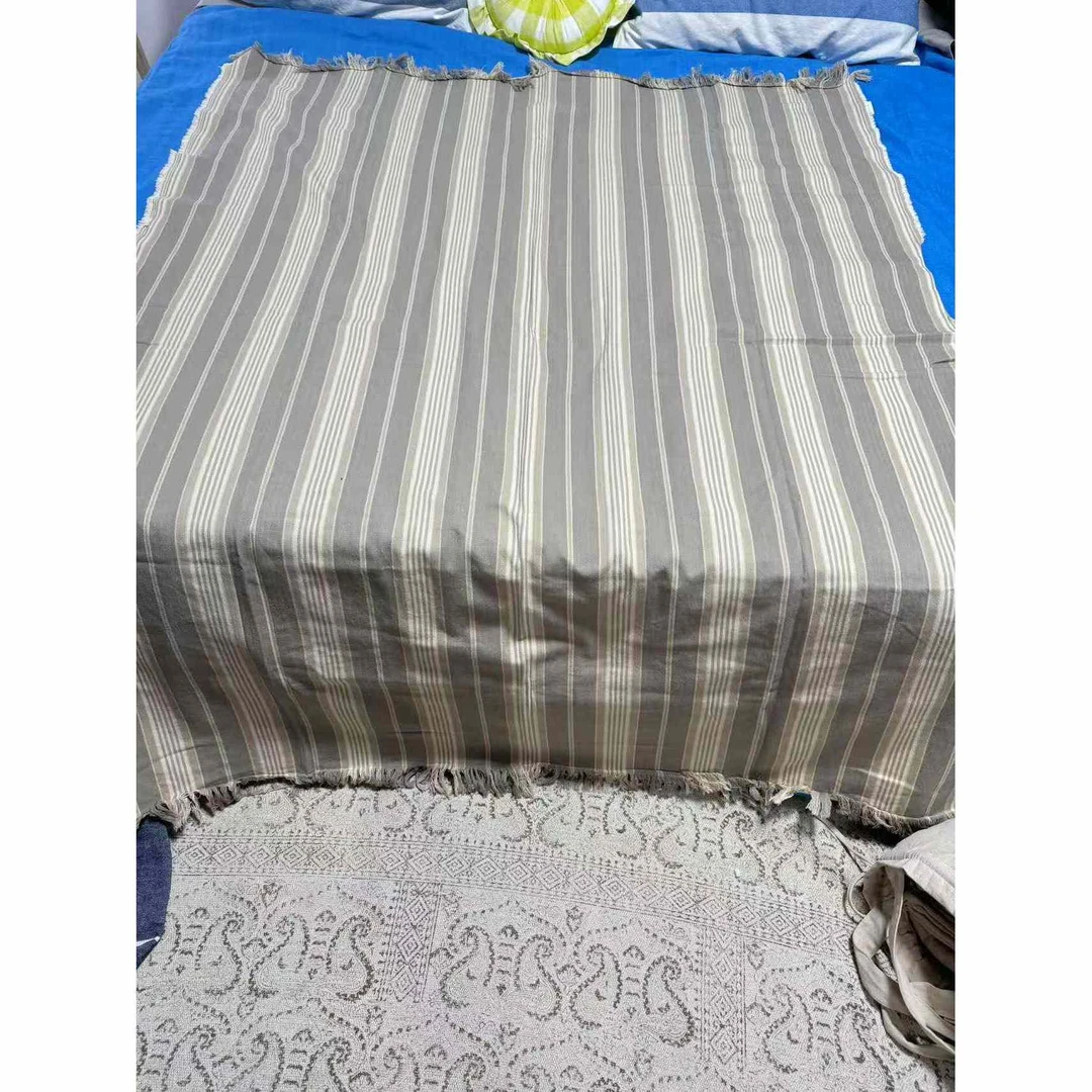 {汉麻花开}汉麻雨露色织披肩盖毯巨厚5支