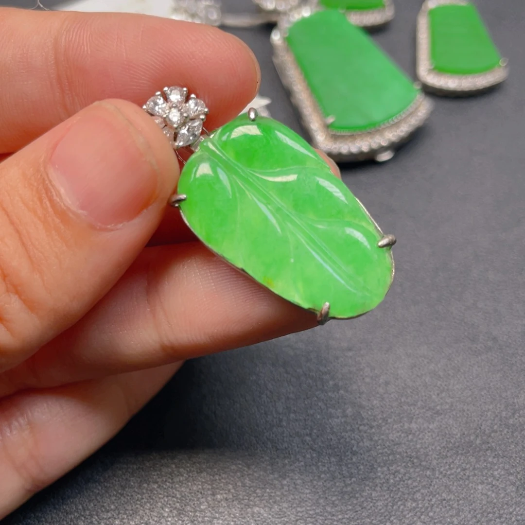 翡翠银S925镶嵌吊坠(不含链)