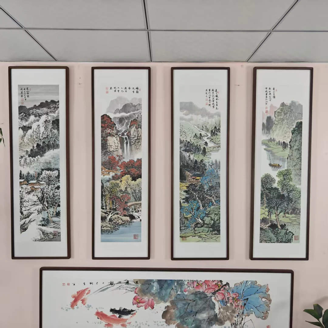 张现军《春夏秋冬山水四条屏》带框122*37厘米*四副