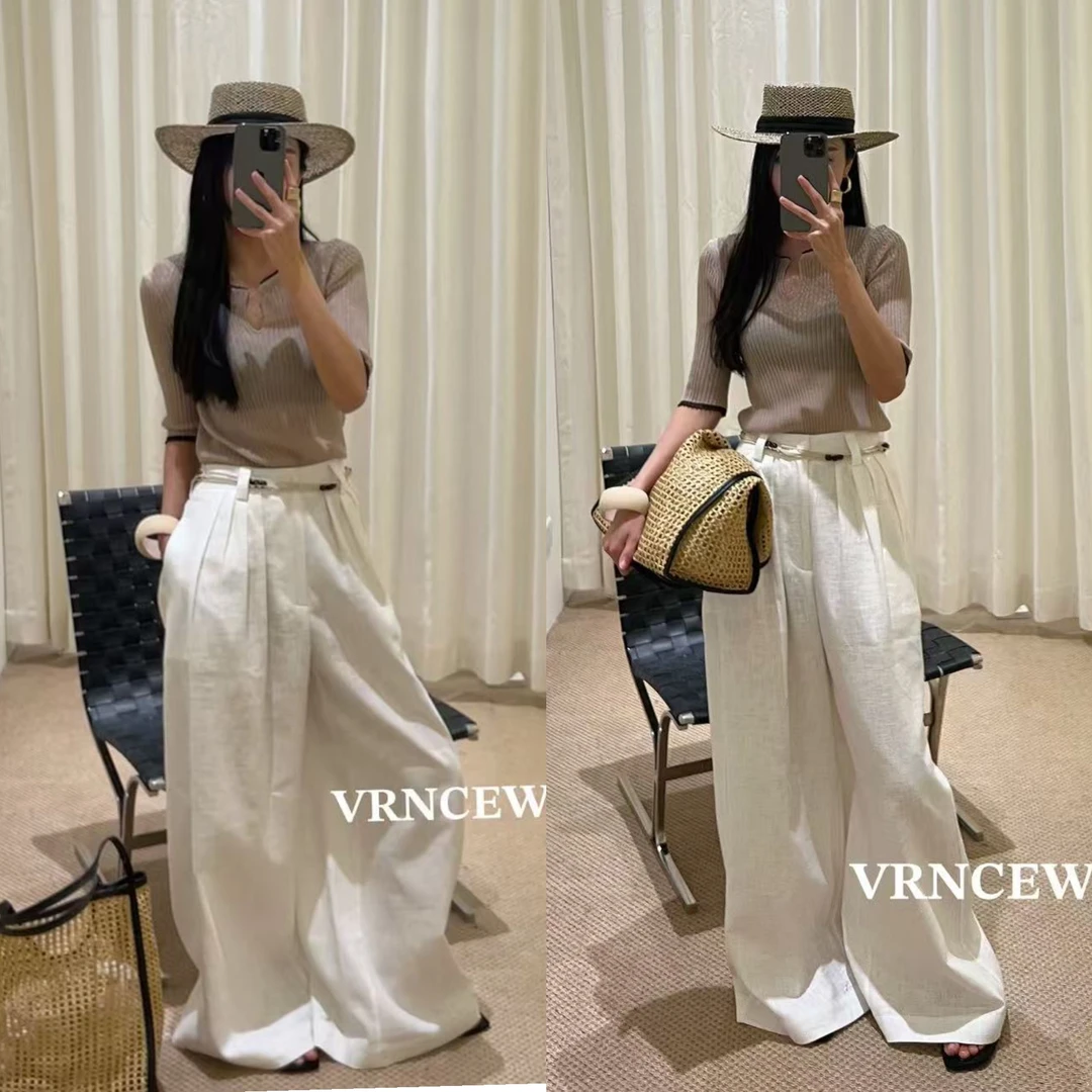 福秒-麻感的～多压褶阔腿休闲裤 （657R0025#）VRNCEWEI