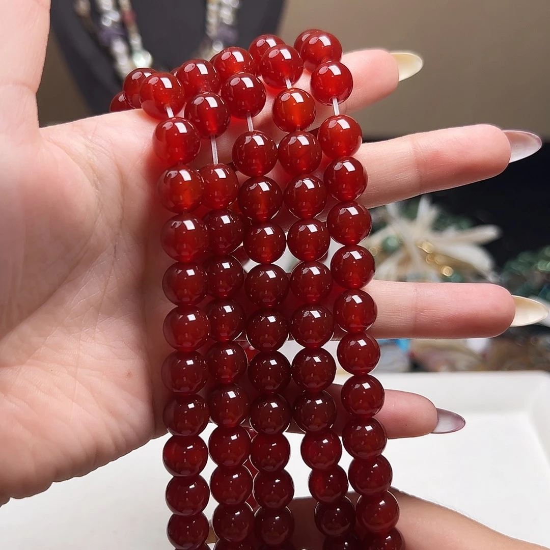 玛瑙/玉髓合金珠宝半成品j424 10m 高透红玛瑙一条