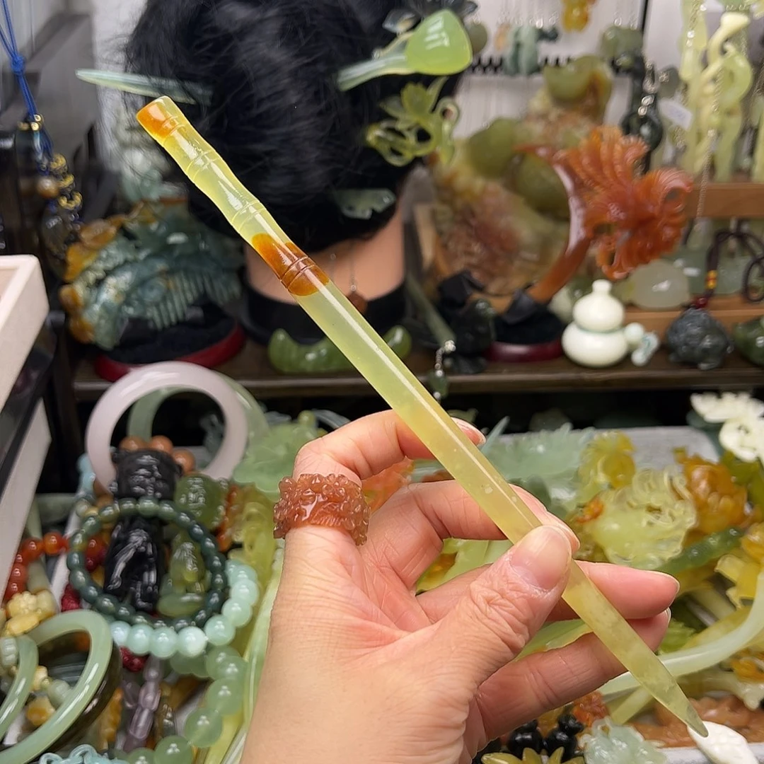 蛇纹石玉发簪合金