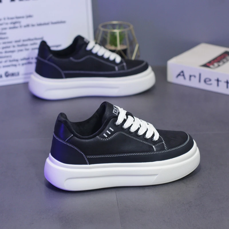 冬季加绒保暖男鞋磨砂皮复古潮流休闲鞋厚底运动鞋学生简约男鞋