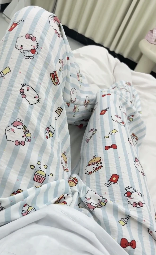 薄款遛弯裤可爱休闲睡裤女夏季可外穿长裤学生宽松慵懒高腰直筒裤