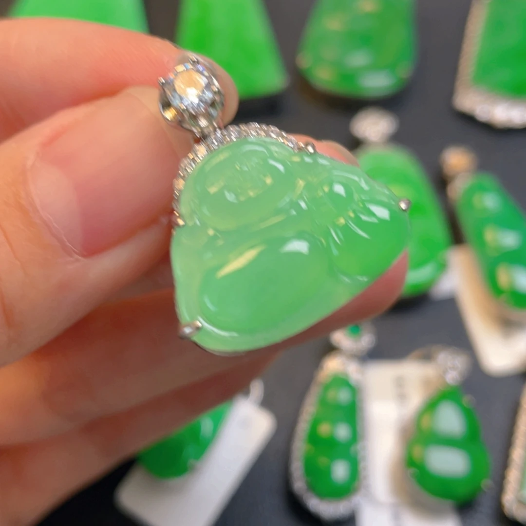 翡翠银S925镶嵌吊坠(不含链)