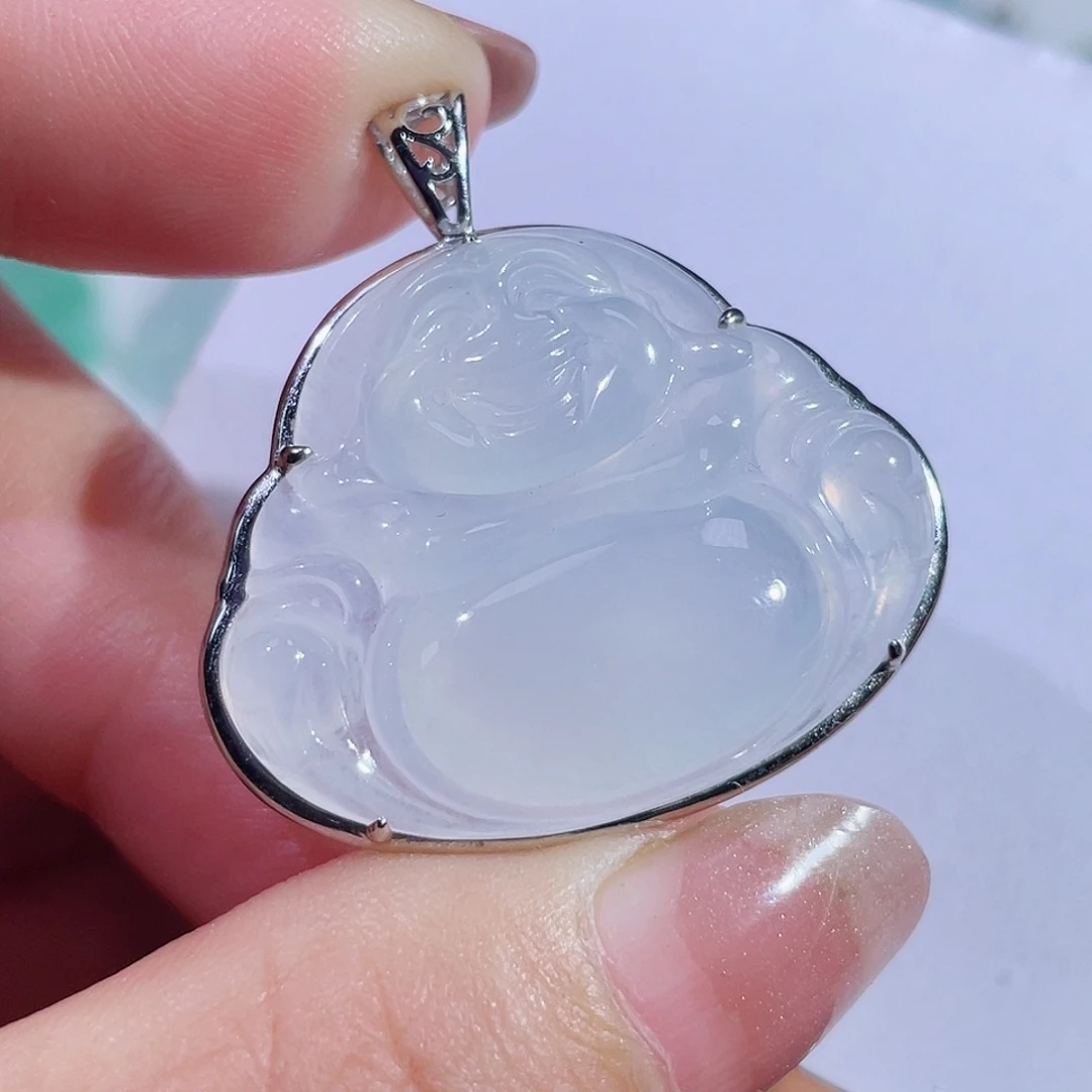 翡翠18K金镶嵌颈饰佛公