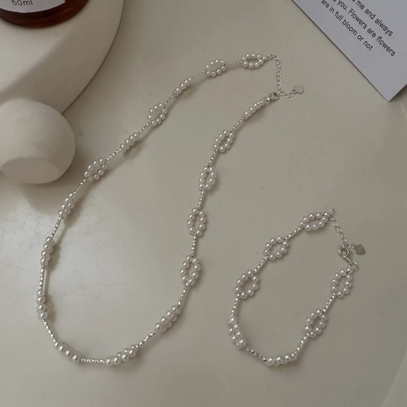 luluS925银韩版小众编织圈圈项链韩版时尚复古手工锁骨链银饰