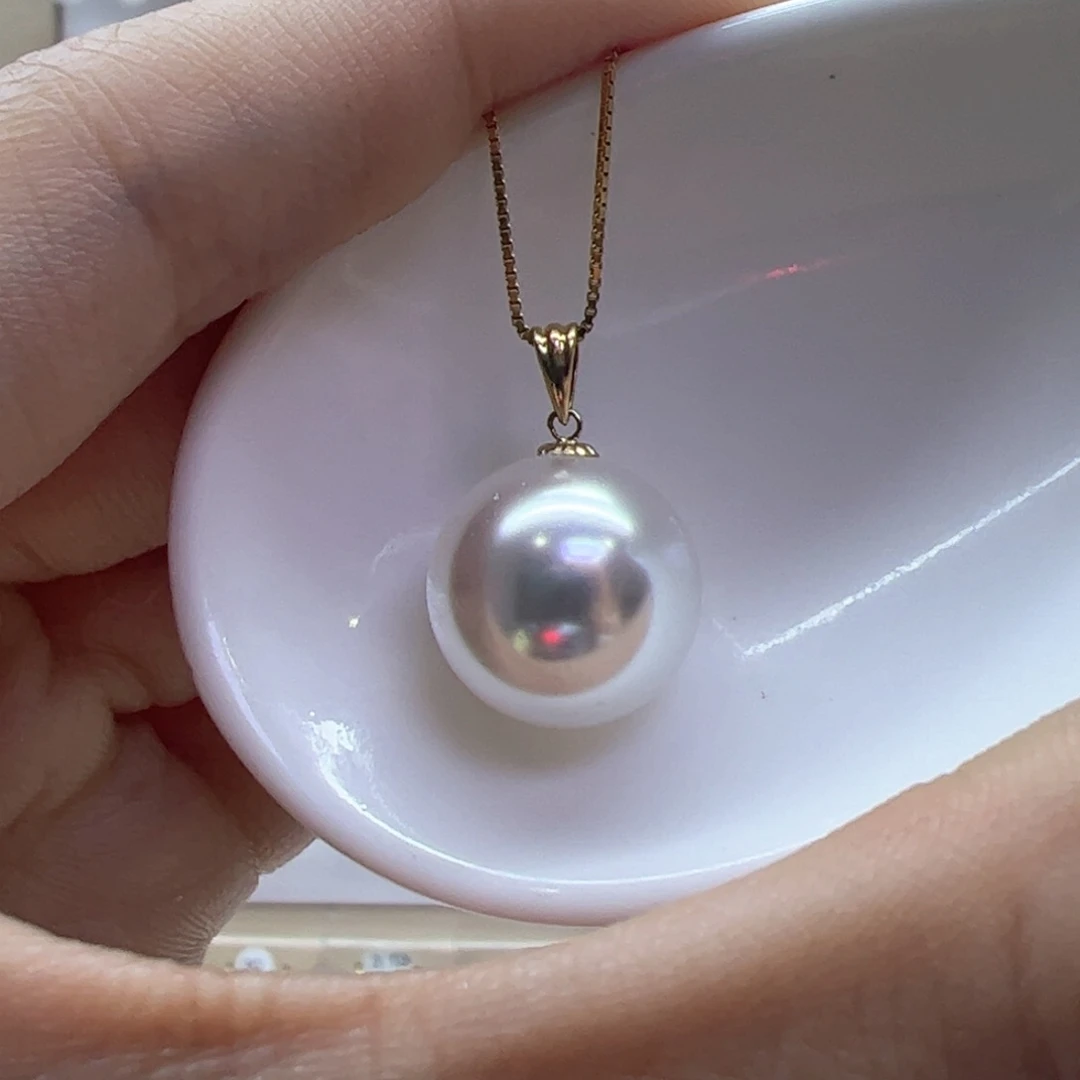 淡水珍珠吊坠(赠链)18K金镶嵌