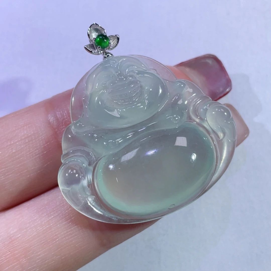 翡翠颈饰18K金镶嵌佛公