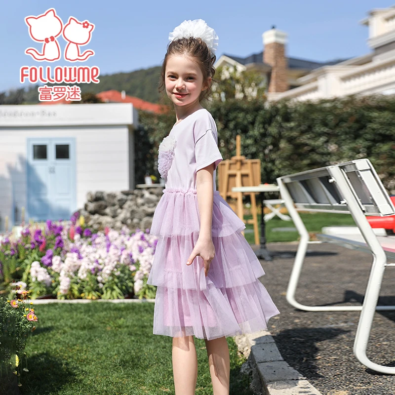 富罗迷女童连衣裙2025夏季新款高级小女孩时髦洋气公主裙F5B7387L