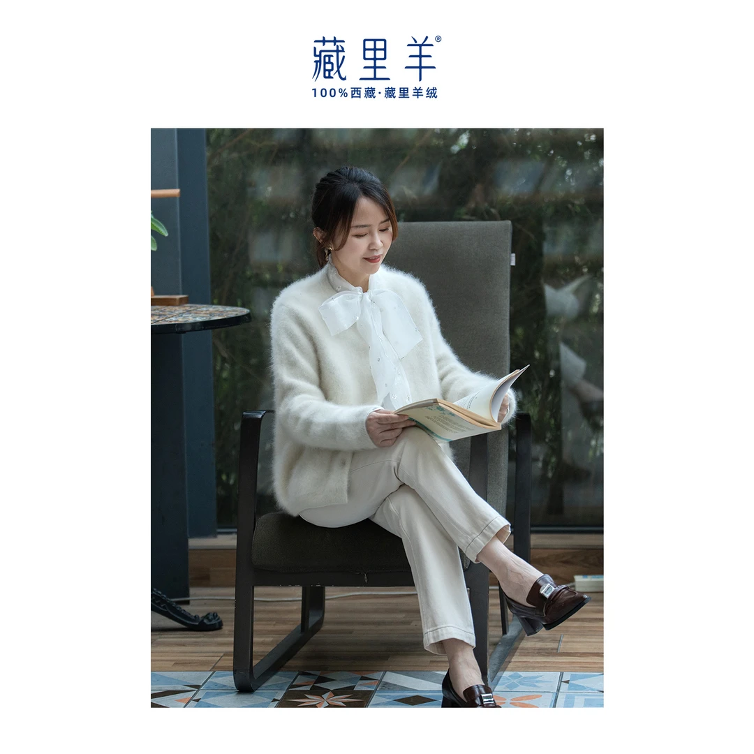 藏里羊【北美小动物毛毛】贝贝白 优雅小香加长版Pro外套M1870