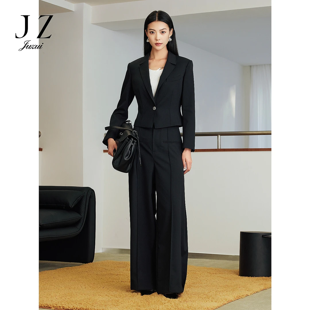 【尚雅专属】JZ玖姿JWFC11010商场同款羊毛阔腿拖地休闲裤女春季