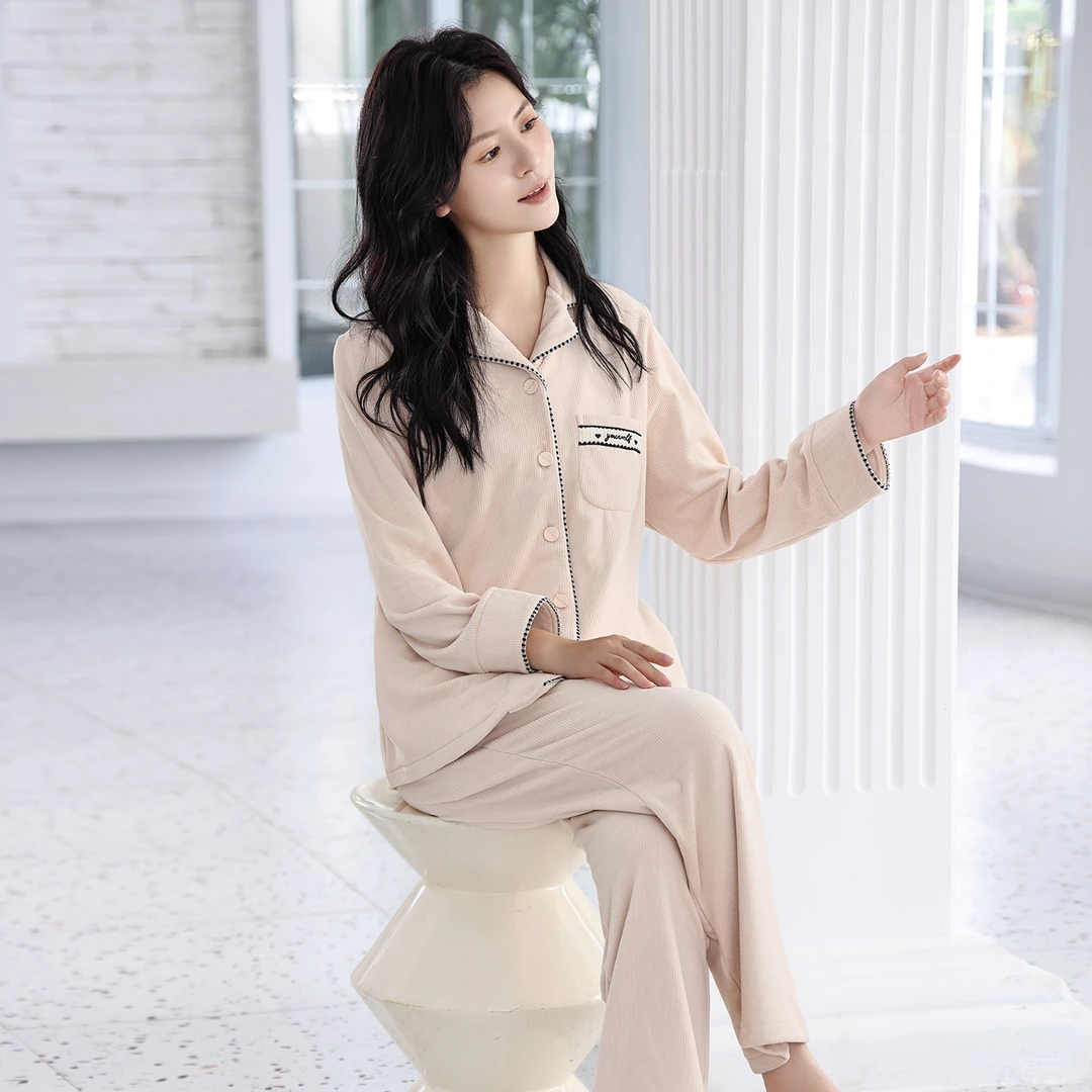 秋上新琥珀流光风系列2025新爆款睡衣长袖保暖绒款开衫居家服