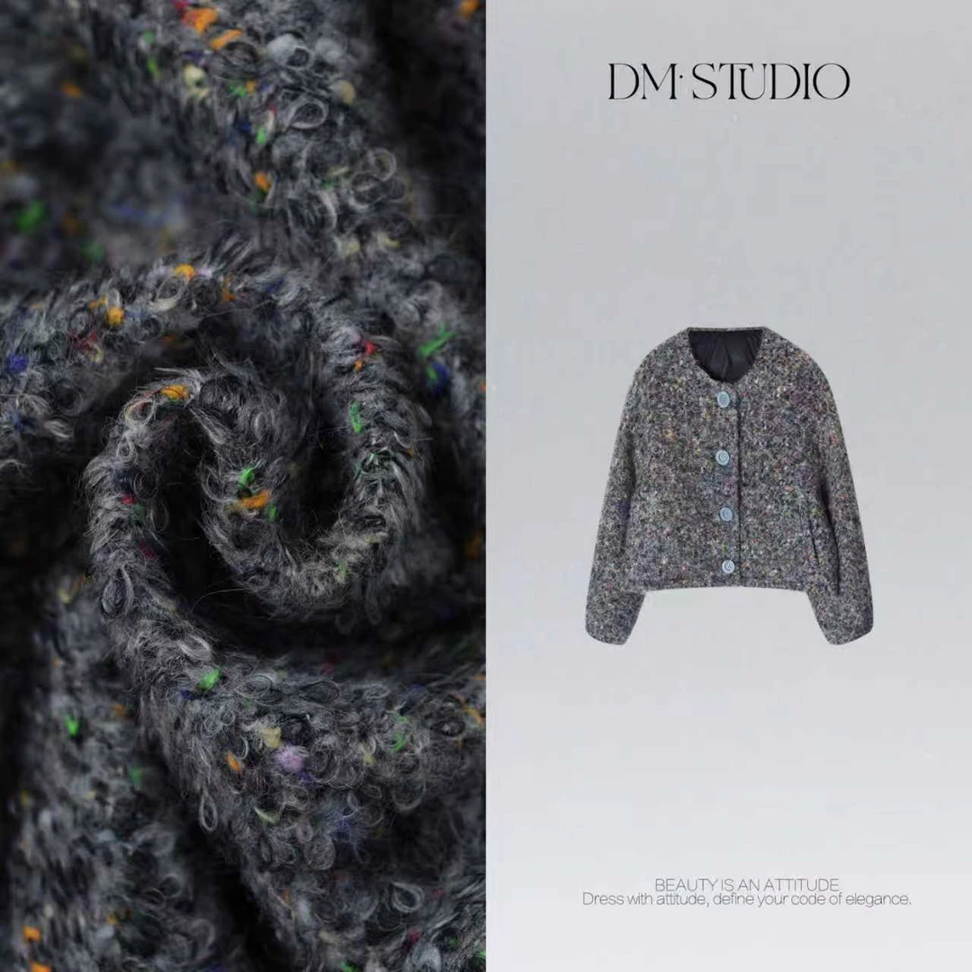 DEDM•STUDIO/气质轻奢高级感粗花呢90白鹅绒小香外套2510WT/6828