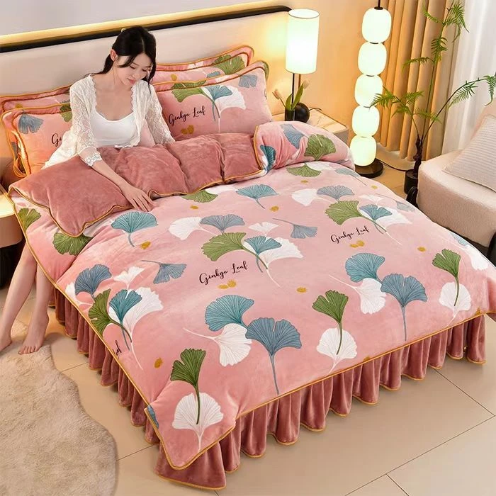 新款加厚高克重牛奶绒四件套8斤多重