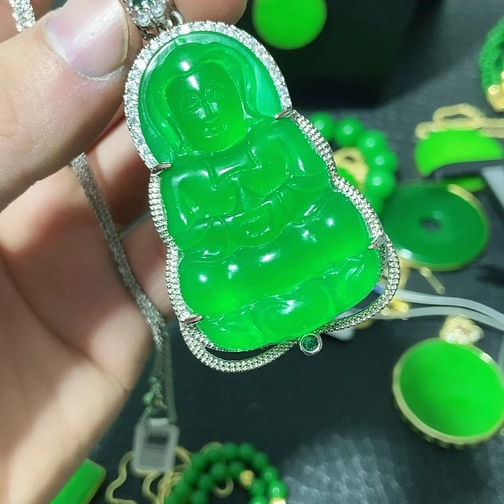 翡翠银S925镶嵌颈饰吊坠