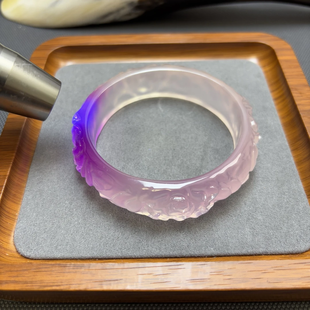 非金属珐琅手镯 透明可变色雕刻手镯 F232