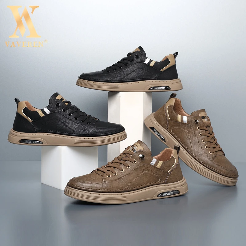 轻奢高端2025秋季新款透气男凉鞋真皮牛皮小白鞋韩版低帮板鞋休闲