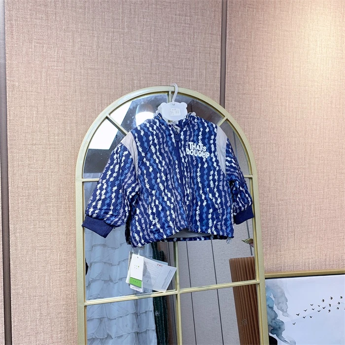 M1575   宝宝蓝色条纹厚外套