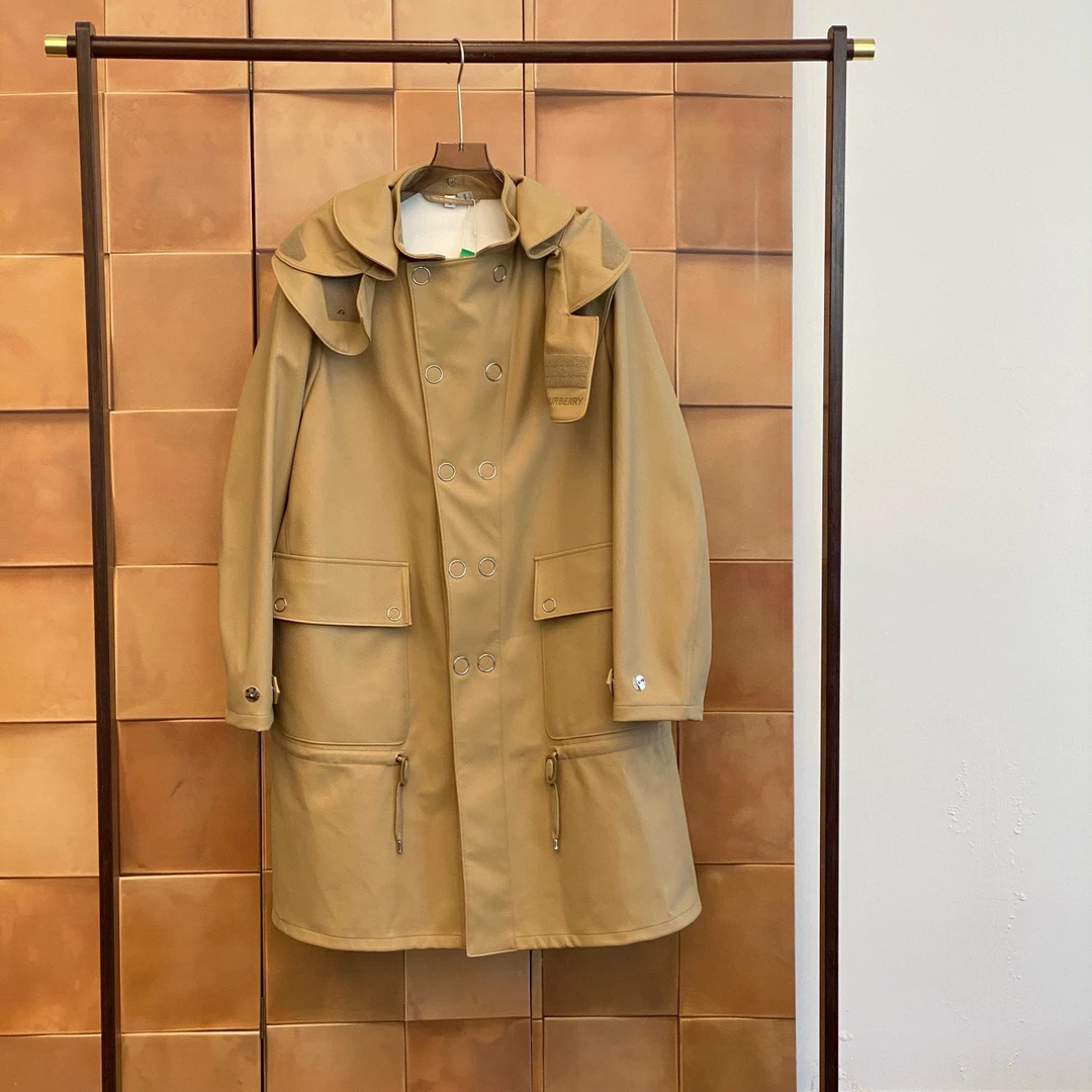 99新 BURBERRY/博柏利 卡其色可脱卸帽风衣/48码/29940