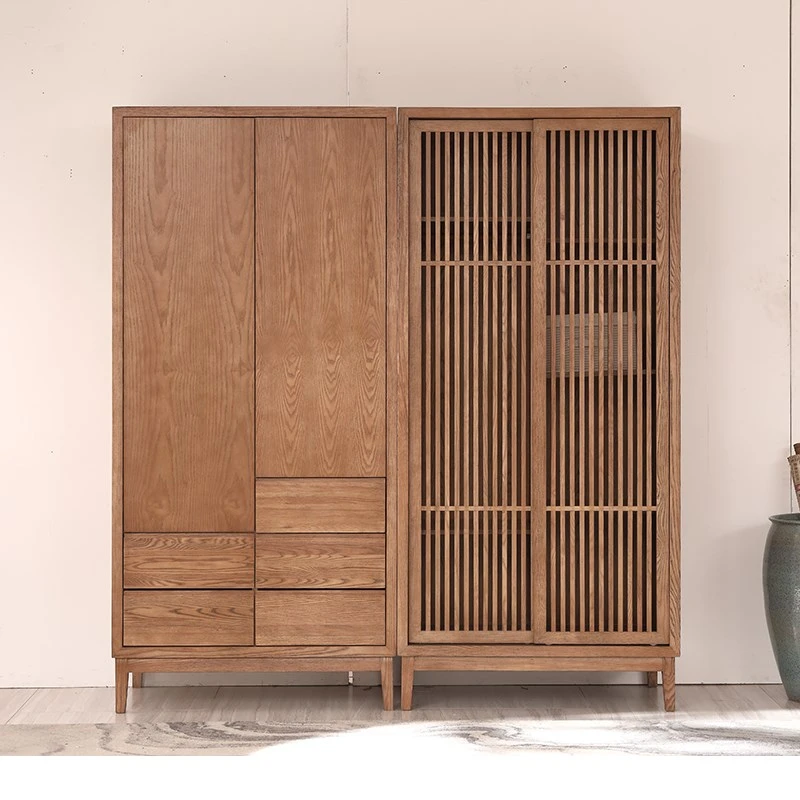 北方老榆木中式衣柜实木新中式推拉门禅意平开门卧室衣橱家具宋式