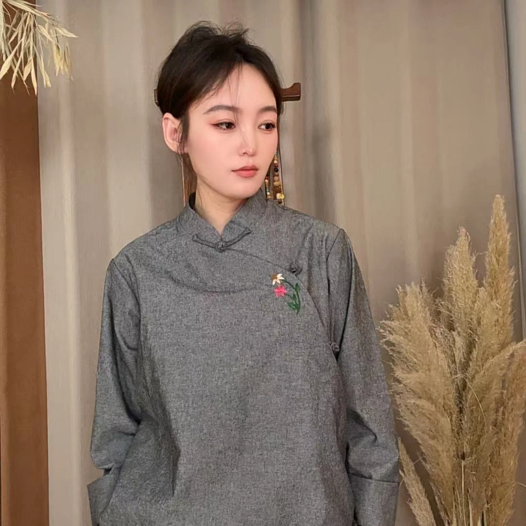 [理]草本棉麻手工苏绣新中式国风非遗手工盘扣上衣25C006