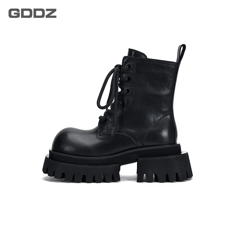 春秋新款真皮厚底马丁靴女英伦甜酷增高短靴复古瘦瘦靴GD-2S1218