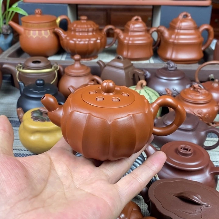 紫砂茶壶筋纹莲子150cc原矿赵庄朱泥特价