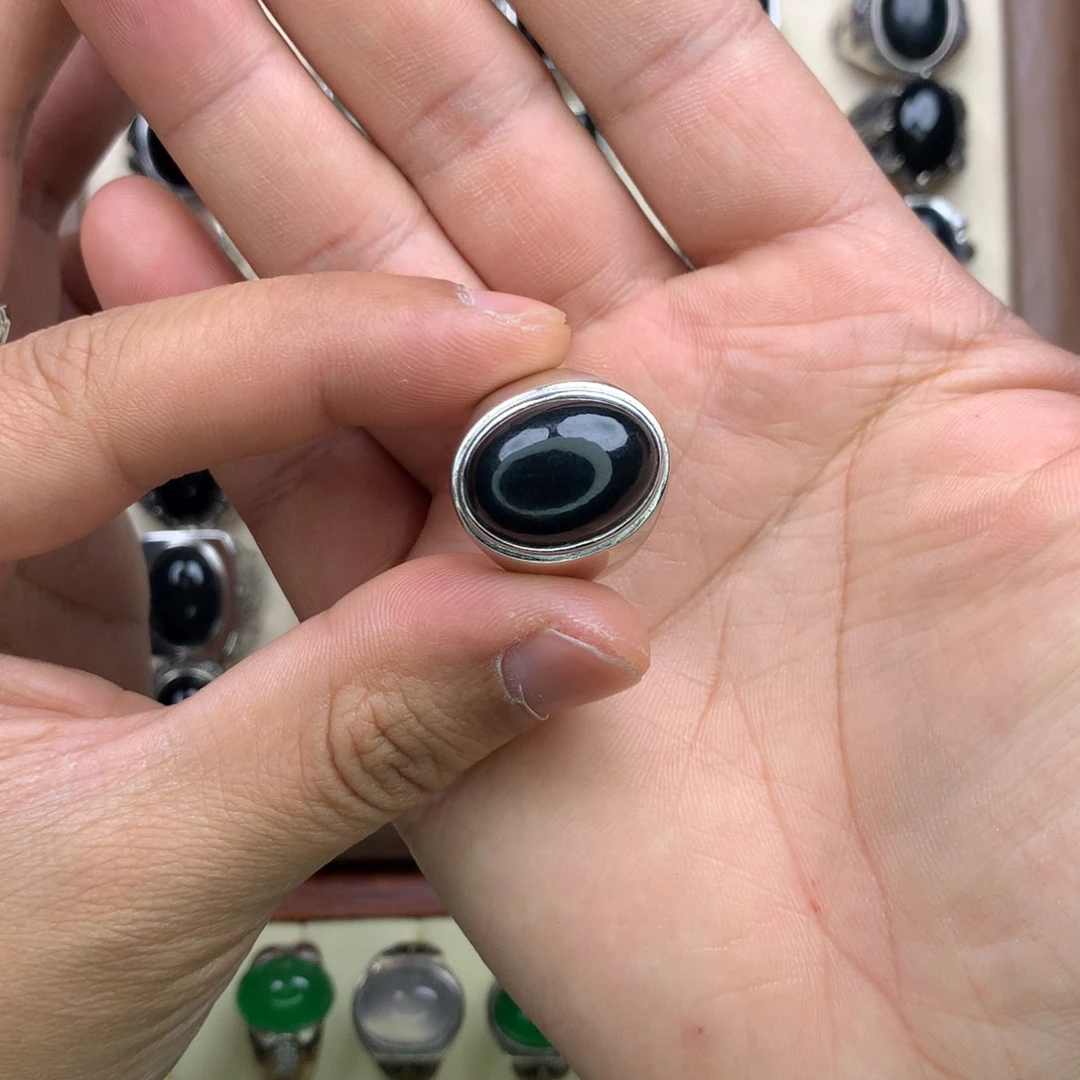 和田玉戒指银S925镶嵌平***者