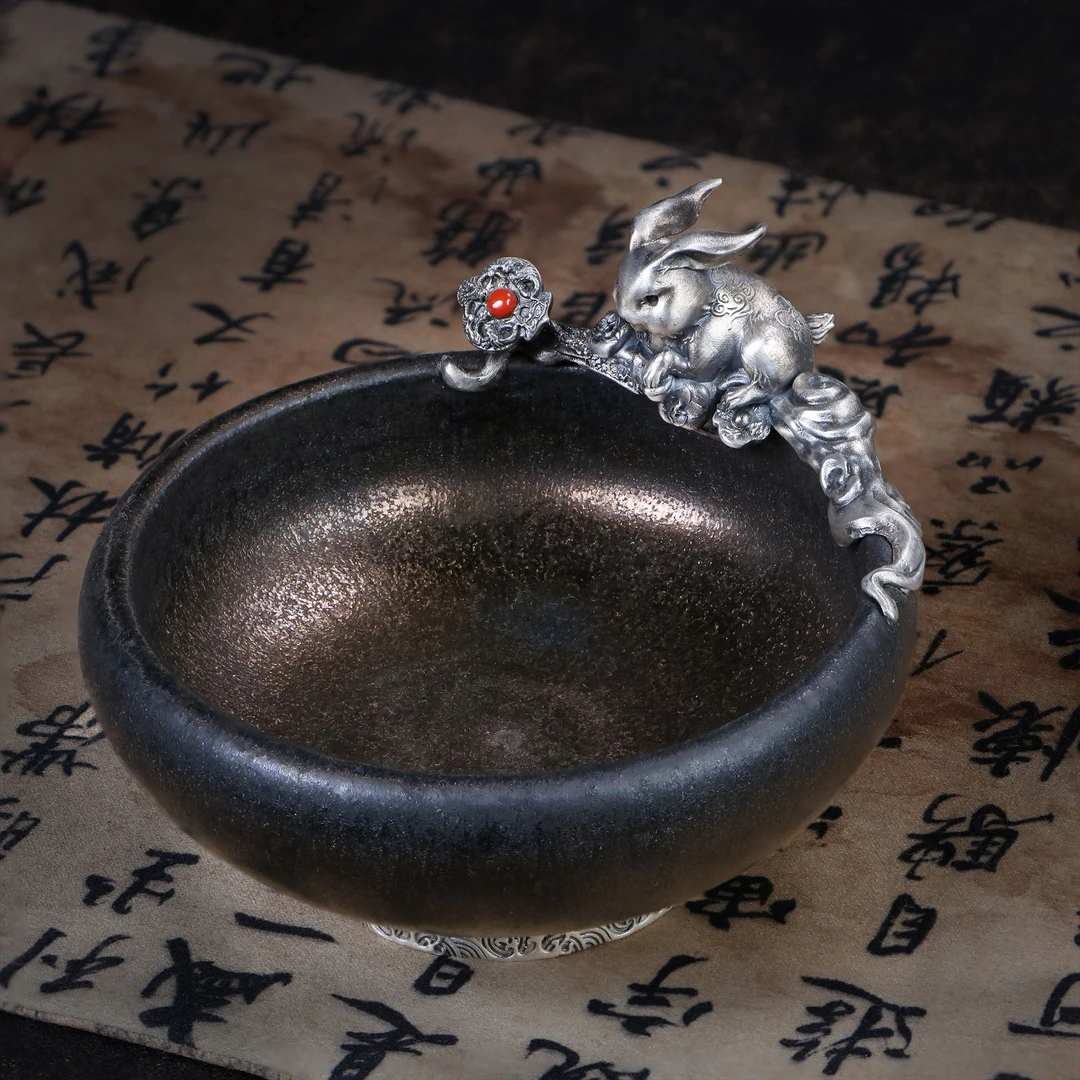 福器艺术事事如意兔主人杯特色原创手工制作匠心打造茶杯茶具陶瓷