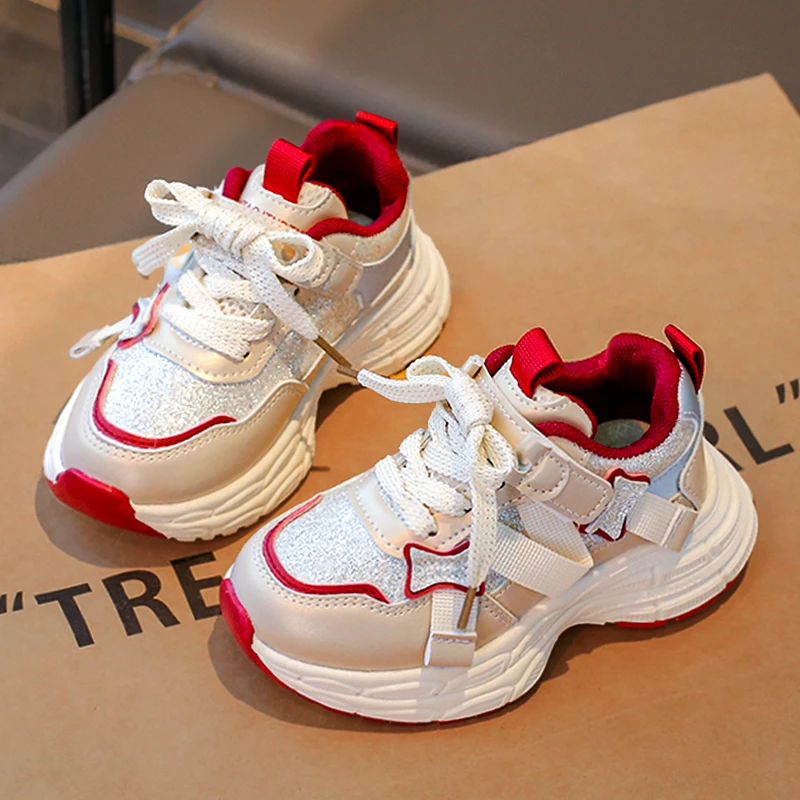 ABC女童鞋子2025新款春季软底儿童跑步运动鞋网红爆款老爹鞋女孩