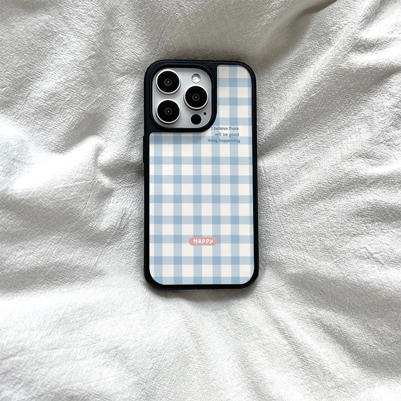 简约格子英文适用苹果16手机壳iphone15promax女生1432华为pura70