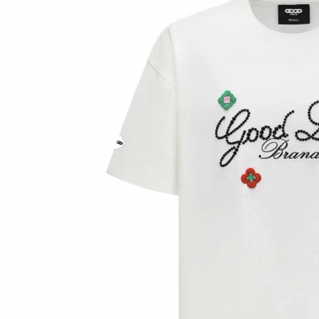 GOOD g056 刺绣小花 短袖T恤 男女同款 圆领轻奢宽松时尚休闲