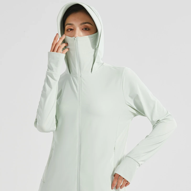 冰丝凉感防晒衣女大帽檐可拆卸透气长袖骑行防紫外线外套