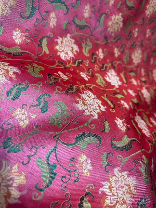 张和才古蜀锦蚕枝牡丹满分桑蚕丝140幅宽面料不支持退