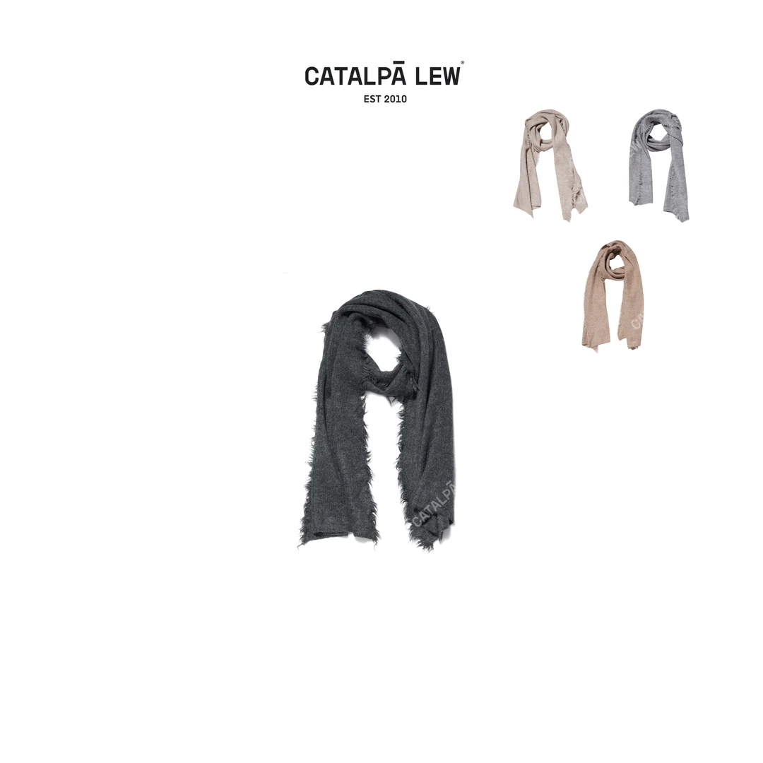 CatalpaLew「亦行」墟生美学复古文艺做旧感羊毛披肩围巾#C52843