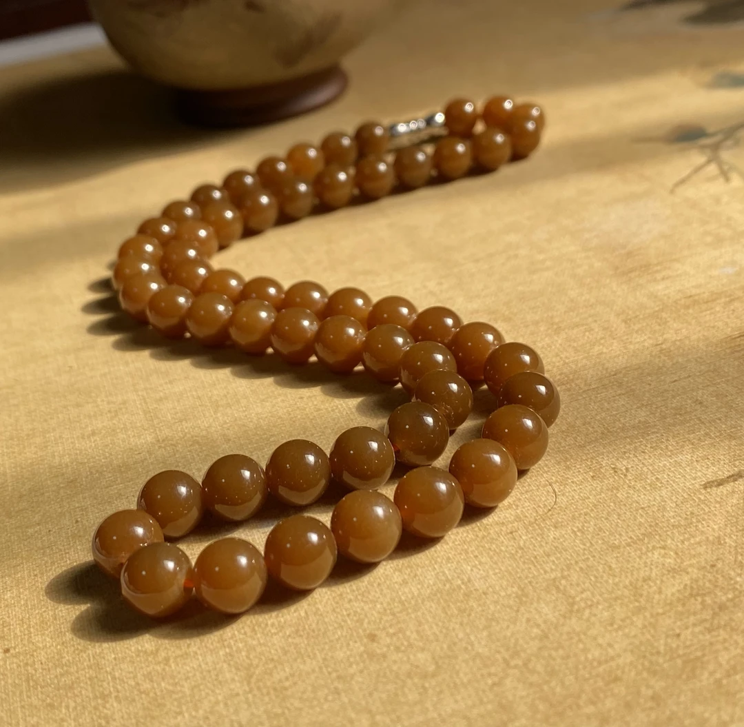 家棠手作 新疆且末老红糖妈妈链美人链 单圈长链玉手串