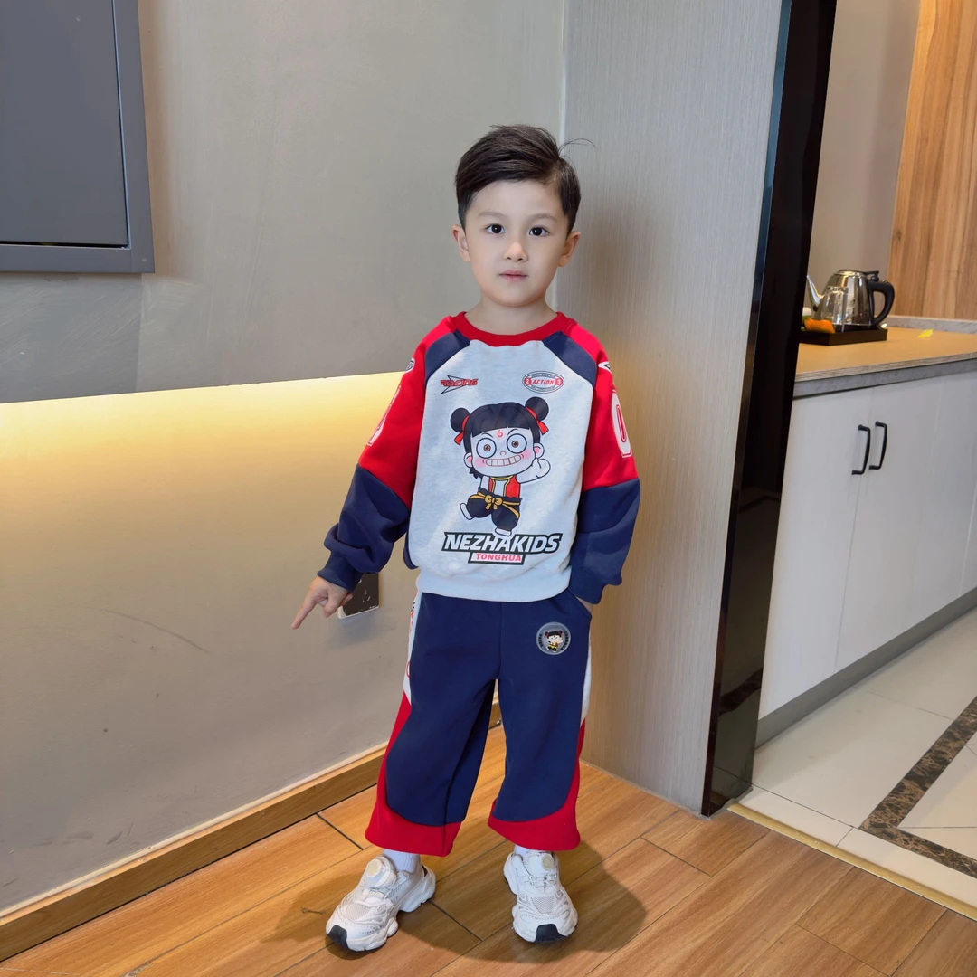 男童秋套装2025新款帅气时髦儿童衣服秋季哪吒卫衣秋装两件套