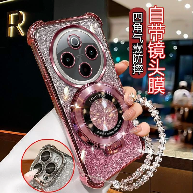 气囊防摔vivoY300Pro+手机壳V2456A高质量镜头全包闪粉CD支架轻奢