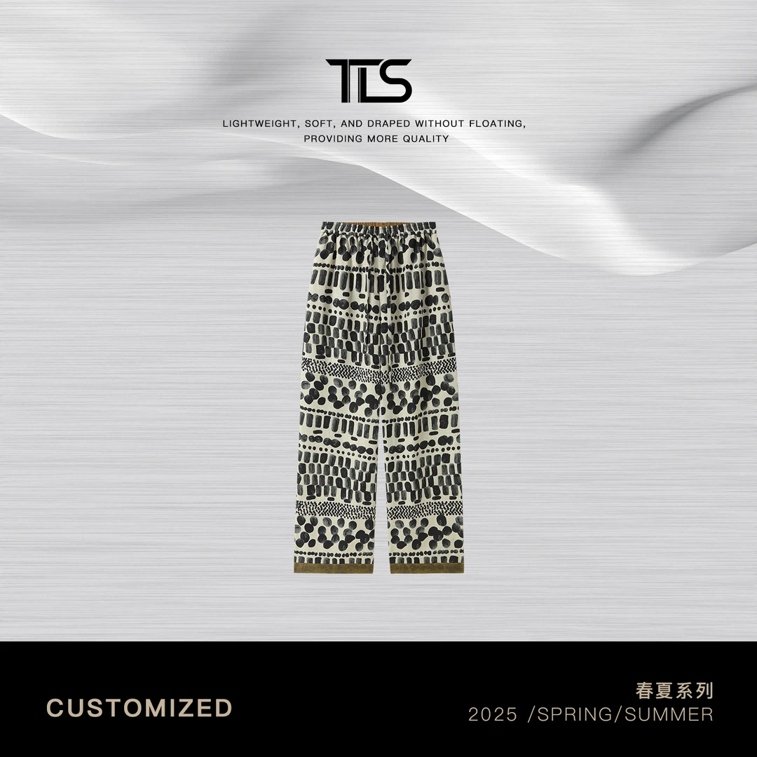 TT【石墨裤】莱赛尔+亚麻混纺花色印染舒适橡筋腰休闲裤TT-CK5029
