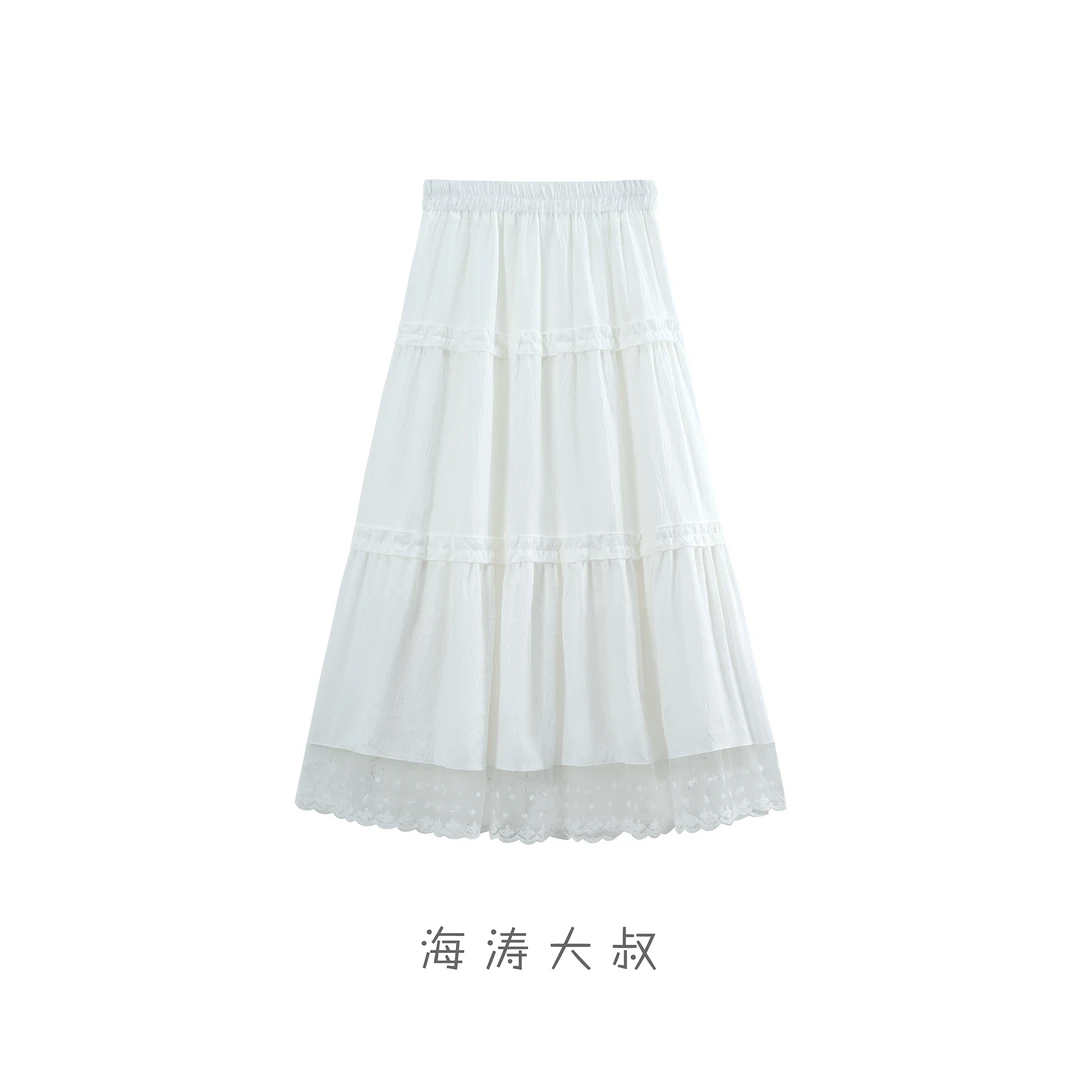 【海涛大叔】「秀色伊人」松紧腰法式高腰提花蛋糕蓬蓬半身裙