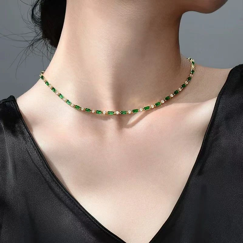 铜合金项链 【绿色-满天星项链】气质时尚轻奢百搭女款香槟色