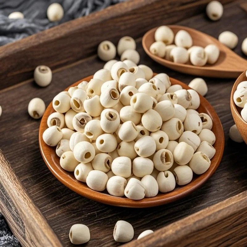 农家磨皮白莲子煮粥软糯香甜