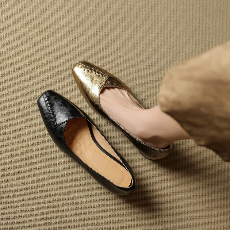 3cm 通勤休闲百搭粗跟浅口单鞋春季法式优雅韩版简约时尚方头单鞋