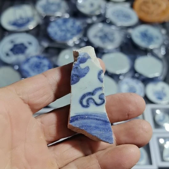 瓷片青花影青杯垫学习标本