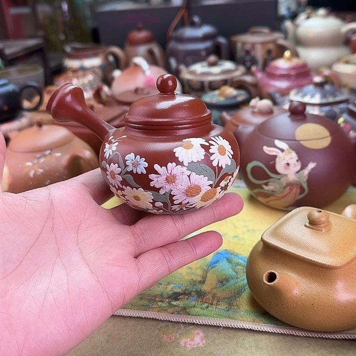 茶壶紫砂侧把小雏菊