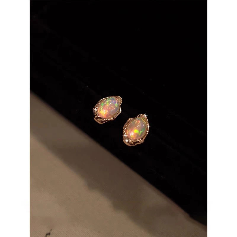 黄铜琉璃耳饰 白日梦耳钉轻奢饰品迷你女独特小众设计高级感气质